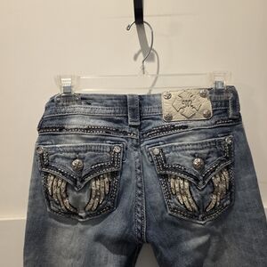 Jean Skinny Fille Miss Me Orné Brodé Taille 16x31 Bleu JK5521S